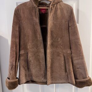 Esprit Brown Hooded Jacket with Faux Fur lining.